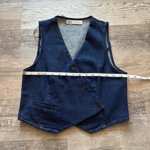 ZARA DOUBLE-BREASTED DENIM VEST - BRAND NEW WITH TAG - SIZE S - Picture 3 of 8